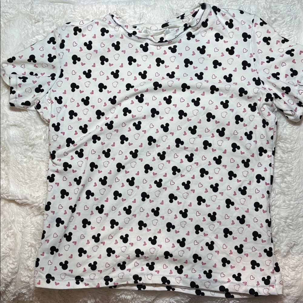 Handmade stretchy tee shirt Mickey Mouse Hearts​​​​